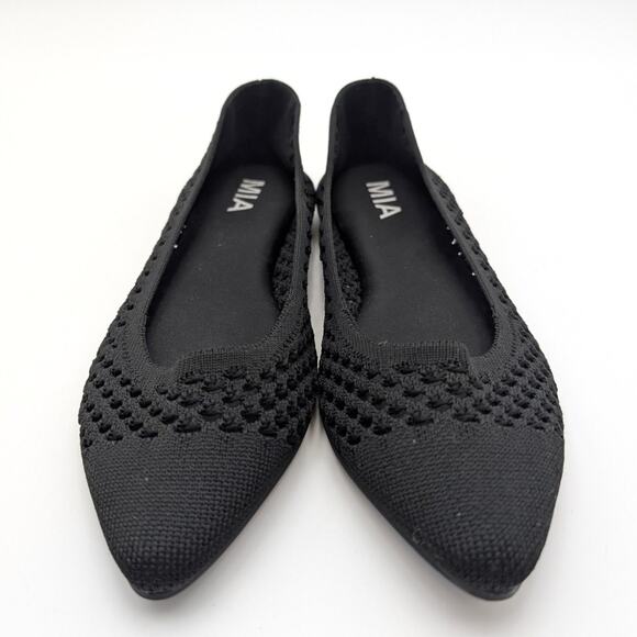 MIA Lovi Knit Pointed Toe Dressy Ballet Flats Women's Black Size US7.5M EU38 - Picture 2 of 10